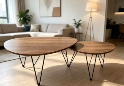 Ensemble de tables basses gigognes de style industriel W-78